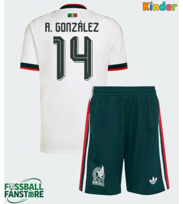 Mexiko Armando Gonzalez #14 Replik Auswärtstrikot Kinder WM 2026 Kurzarm (+ Kurze Hosen)